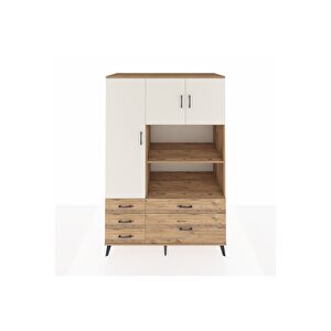 Kronos Dolap 7 Raflı 5 Çekmeceli 3 Kapaklı 132x59x195 Çam-aytaşı/çam