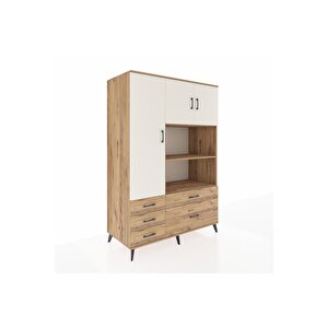 Kronos Dolap 7 Raflı 5 Çekmeceli 3 Kapaklı 132x59x195 Çam-aytaşı/çam
