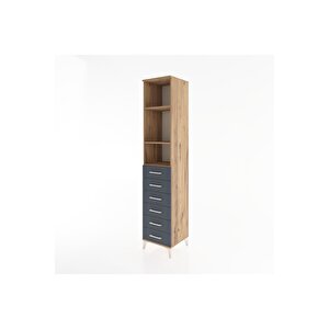 Hyperion Dolap 3 Raflı 6 Çekmeceli 44x44x221 Çam-antrasit