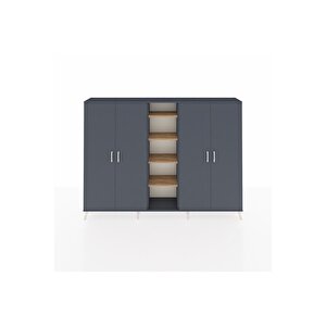 Arges Dolap 12 Raflı 4 Kapaklı 220x30x163 Antrasit-antrasit/çam