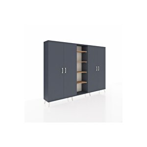 Arges Dolap 12 Raflı 4 Kapaklı 220x30x163 Antrasit-antrasit/çam