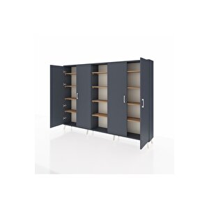 Arges Dolap 12 Raflı 4 Kapaklı 220x30x163 Antrasit-antrasit/çam