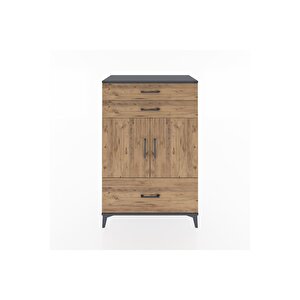 Hyperion Dolap 2 Raflı 3 Çekmeceli 2 Kapaklı 88x44x134 Antrasit-çam