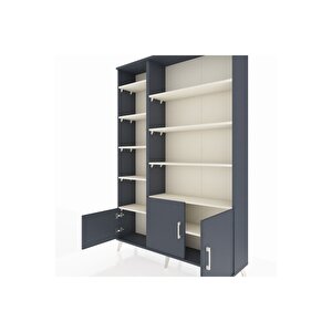 Arges Dolap 10 Raflı 3 Kapaklı 132x30x195 Antrasit-antrasit/aytaşı