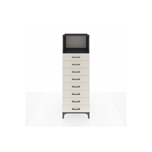 Kronos Dolap Tek Raflı 8 Çekmeceli 60x59x182 Antrasit-aytaşı