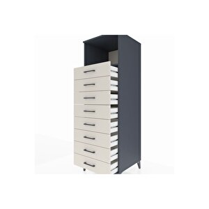 Kronos Dolap Tek Raflı 8 Çekmeceli 60x59x182 Antrasit-aytaşı