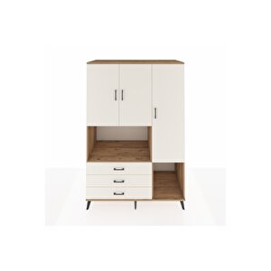Kronos Dolap 6 Raflı 3 Çekmeceli 3 Kapaklı 132x59x195 Çam-aytaşı/aytaşı