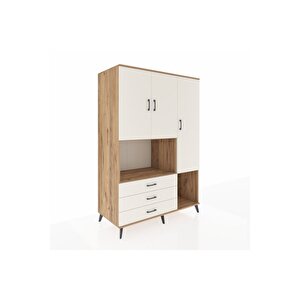 Kronos Dolap 6 Raflı 3 Çekmeceli 3 Kapaklı 132x59x195 Çam-aytaşı/aytaşı