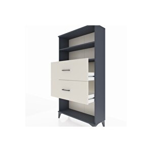 Arges Dolap 2 Raflı 2 Çekmeceli 88x30x163 Antrasit-aytaşı