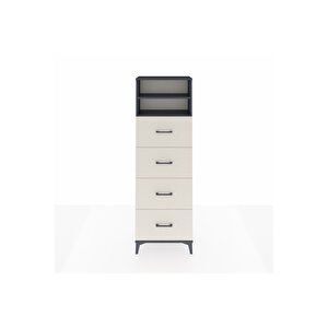 Arges Dolap 2 Raflı 4 Çekmeceli 60x30x182 Antrasit-aytaşı