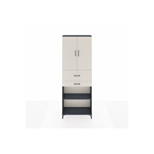 Arges Dolap 4 Raflı 2 Çekmeceli 2 Kapaklı 88x30x243 Antrasit-aytaşı