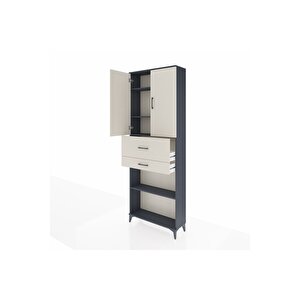 Arges Dolap 4 Raflı 2 Çekmeceli 2 Kapaklı 88x30x243 Antrasit-aytaşı