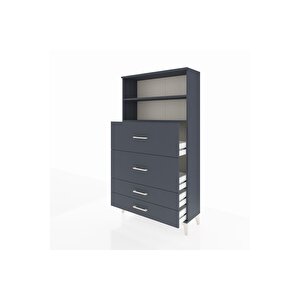 Arges Dolap 2 Raflı 4 Çekmeceli 88x30x163 Antrasit-antrasit