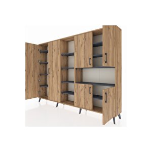 Arges Dolap 13 Raflı 6 Kapaklı 220x30x163 Çam-çam/antrasit