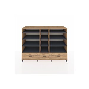 Kronos Dolap 12 Raflı 3 Çekmeceli  220x59x163 Çam-antrasit/çam