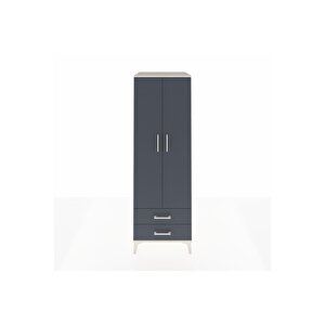 Kronos Dolap Tek Raflı 2 Çekmeceli Tek Askılı 60x59x182 Aytaşı-antrasit
