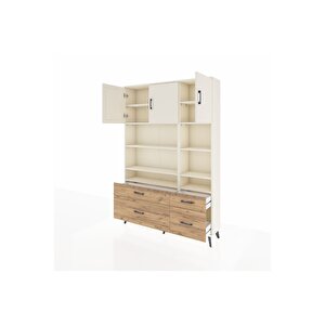 Arges Dolap 10 Raflı 4 Çekmeceli 3 Kapaklı 132x30x195 Aytaşı-aytaşı/çam
