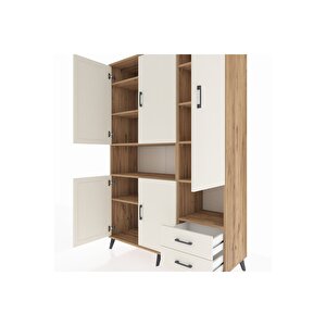 Hyperion Gardrop 10 Raflı 2 Çekmeceli 5 Kapaklı 132x44x195 Çam-aytaşı