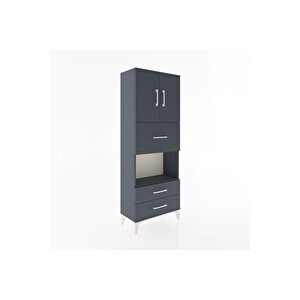 Arges Dolap 3 Raflı 3 Çekmeceli 2 Kapaklı 60x30x163 Antrasit-antrasit