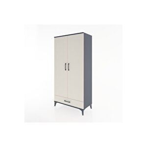 Hyperion Dolap 2 Raflı Tek Çekmeceli Tek Askılı 88x44x182 Antrasit-aytaşı