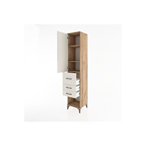 Hyperion Dolap 3 Raflı 3 Çekmeceli Tek Kapaklı 44x44x221 Çam-aytaşı
