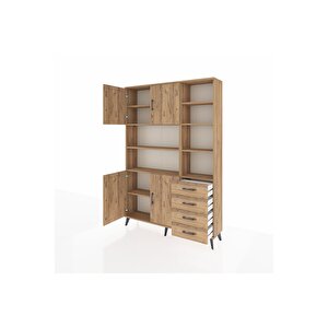 Arges Gardrop 9 Raflı 4 Çekmeceli 4 Kapaklı 132x30x195 Çam-çam