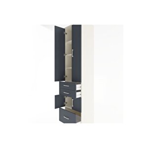 Hyperion Dolap 5 Raflı 3 Çekmeceli 4 Kapaklı 60x44x243 Aytaşı-antrasit