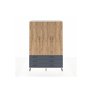 Hyperion Dolap 5 Raflı 6 Çekmeceli Tek Askılı 132x44x195 Aytaşı-çam/antrasit