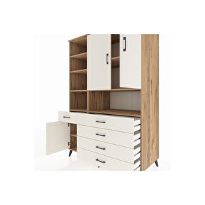 Kronos Dolap 8 Raflı 5 Çekmeceli 3 Kapaklı 132x59x195 Çam-aytaşı/aytaşı