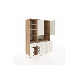 Kronos Dolap 8 Raflı 5 Çekmeceli 3 Kapaklı 132x59x195 Çam-aytaşı/aytaşı