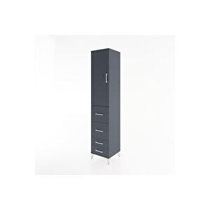Hyperion Dolap 2 Raflı 4 Çekmeceli Tek Askılı 44x44x221 Antrasit-antrasit