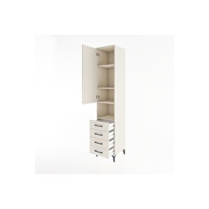 Hyperion Dolap 4 Raflı 4 Çekmeceli Tek Kapaklı 44x44x221 Aytaşı-aytaşı