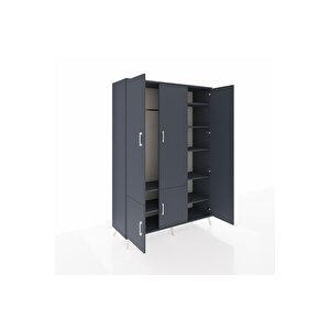 Hyperion Gardrop 7 Raflı 5 Kapaklı Tek Askılı 132x44x195 Antrasit-antrasit