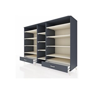 Kronos Dolap 14 Raflı 2 Çekmeceli  220x59x163 Antrasit-aytaşı/antrasit