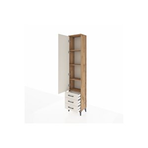 Arges Dolap 4 Raflı 3 Çekmeceli Tek Kapaklı 44x30x221 Çam-aytaşı