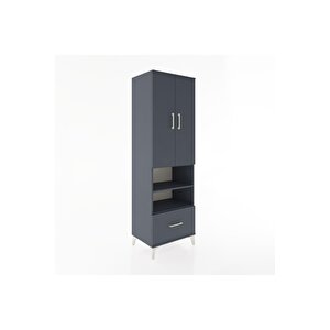 Hyperion Dolap 3 Raflı Tek Çekmeceli Tek Askılı 60x44x195 Antrasit-antrasit