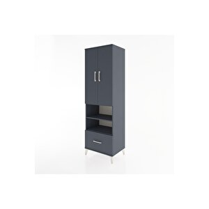 Hyperion Dolap 3 Raflı Tek Çekmeceli Tek Askılı 60x44x195 Antrasit-antrasit