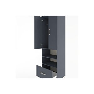 Hyperion Dolap 3 Raflı Tek Çekmeceli Tek Askılı 60x44x195 Antrasit-antrasit