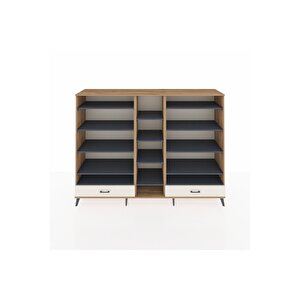 Hyperion Dolap 14 Raflı 2 Çekmeceli  220x44x163 Çam-antrasit/aytaşı