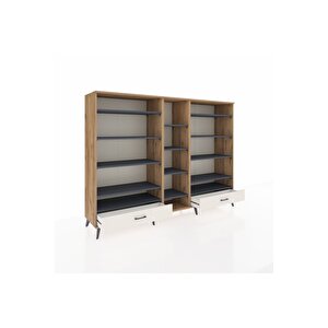 Hyperion Dolap 14 Raflı 2 Çekmeceli  220x44x163 Çam-antrasit/aytaşı