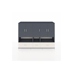 Hyperion Dolap 12 Raflı 3 Çekmeceli 5 Kapaklı 220x44x163 Antrasit-antrasit/aytaşı
