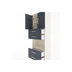 Arges Dolap 3 Raflı 4 Çekmeceli 2 Kapaklı 60x30x163 Aytaşı-antrasit