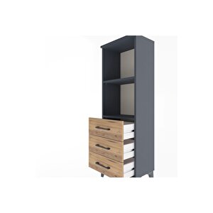 Arges Dolap 2 Raflı 3 Çekmeceli 44x30x134 Antrasit-çam