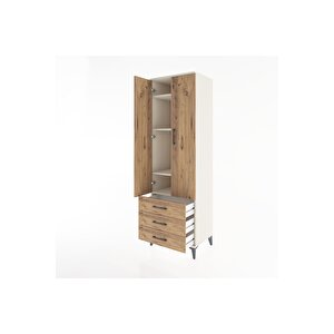 Hyperion Dolap 4 Raflı 3 Çekmeceli 2 Kapaklı 60x44x195 Aytaşı-çam