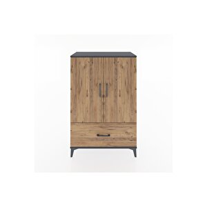 Hyperion Dolap Tek Raflı Tek Çekmeceli Tek Askılı 88x44x134 Antrasit-çam