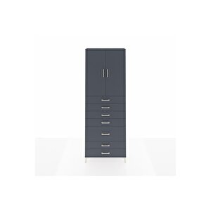 Arges Dolap 3 Raflı 5 Çekmeceli 2 Kapaklı 88x30x243 Antrasit-antrasit