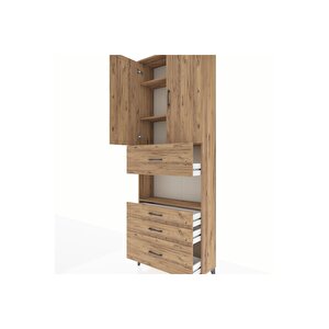Arges Dolap 4 Raflı 4 Çekmeceli 2 Kapaklı 88x30x243 Çam-çam