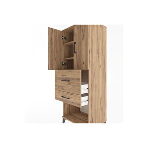 Hyperion Dolap 3 Raflı 2 Çekmeceli 2 Kapaklı 60x44x163 Çam-çam
