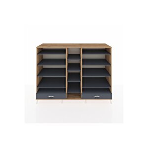 Kronos Dolap 14 Raflı 2 Çekmeceli  220x59x163 Çam-antrasit