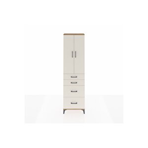 Arges Dolap 3 Raflı 4 Çekmeceli 2 Kapaklı 60x30x221 Çam-aytaşı